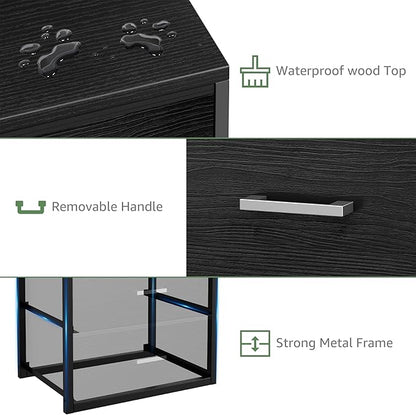 BOLUO Stackable Storage Drawers Closet Organizers and Storage Fabric Black 2 Drawer Dresser for Bedroom 2 Packs Modern
