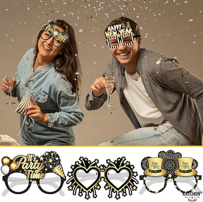 KatchOn, Happy New Year Glasses 2026 - Pack of 12 | New Years Eve Glasses, New Years Eve Party Supplies 2026 | Happy New Years Decorations 2026 | NYE Decorations 2026