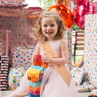 CIEHER 2nd Birthday Crown and Sash, It's My 2 Bday Sash, 2nd Birthday Decorations Rose Gold
