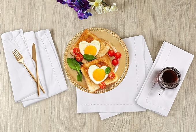 Cloth Napkins Reusable White Cloth Dinner Napkins Set of 12 Cotton Flax Fabric Oversized 20x20 Inches Cloth Napkins for Events Parties Weddings Washable Cocktail Napkins Thanksgiving Decor