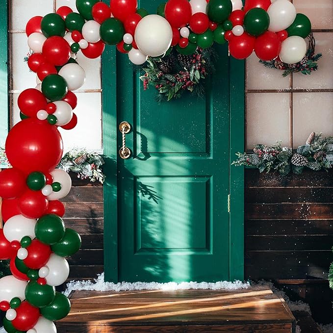 136pcs Red Green White Balloon Garland Arch Kit- 5" 10" 12" 18" Red White Green Balloon for Baby Shower Birthday Christmas Party…