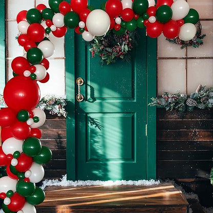 136pcs Red Green White Balloon Garland Arch Kit- 5" 10" 12" 18" Red White Green Balloon for Baby Shower Birthday Christmas Party…