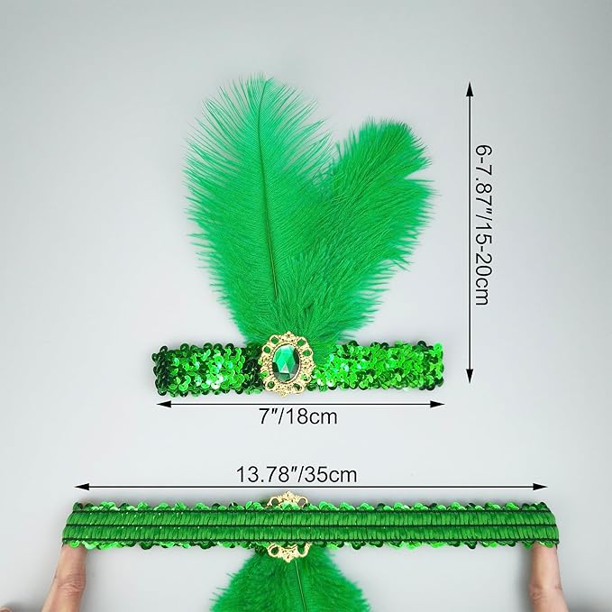 Feather Headpiece Sequins Headbands 1920s Flapper Showgirl Headpieces for Women Girls Carnival Party Accessories