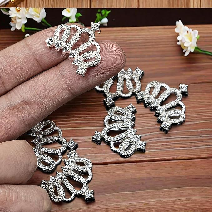 30PCS Crown Rhinestone Jewelry Embellishment for DIY Handmade Hair Accessories Sneakers, Clothes, Party Decorations Gift Box ，Dress，Rhinestone Alloy Appliques Decorative Home Decor (Silver)