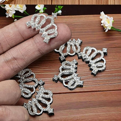 30PCS Crown Rhinestone Jewelry Embellishment for DIY Handmade Hair Accessories Sneakers, Clothes, Party Decorations Gift Box ，Dress，Rhinestone Alloy Appliques Decorative Home Decor (Silver)