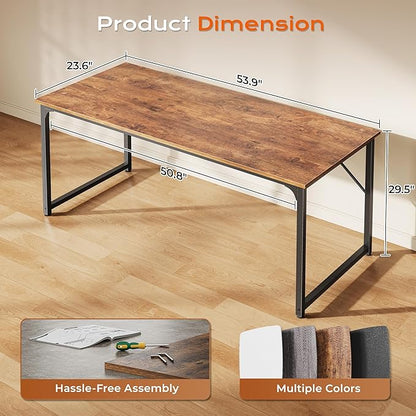 PRAISUN 55 X 24 Inch Computer Desk with Deeper Desktop, Gaming Office Writing Work Desk for Home Office, Study, Bedroom, Work from Home, Metal Frame, Rustic Brown