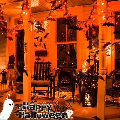 HEYFUNi Orange Halloween Lights,13ft 50-Count Incandescent Halloween Mini String Lights with Black Wire, Orange Christmas Lights Waterproof for Outdoor,Indoor,Patio,Home,Fall,Party Decor