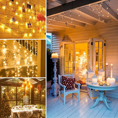 Extra-Long 800 LED Christmas String Lights Outdoor Indoor, 13 Modes Warm White Christmas Lights Waterproof, Super Bright Twinkle Fairy Lights Plug in Clear Wire for Xmas Tree Bedroom Wedding Party