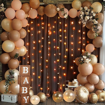 8 Panels Brown Backdrop Curtain for Parties Wedding Wrinkle Free Brown Photo Curtains Backdrop Drapes Fabric Decoration for Birthday Party Baby Shower 40ft(W) x 10ft(H)