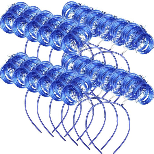 12 Pieces Ponytail Headband Tinsel Wrapped Head Bopper Party Headwear Accessory for Women Girls Costume Party Accessories (Blue)
