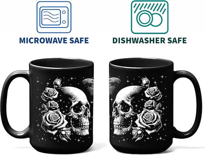 Skull Mug 15oz Goth Gift for Women - Christmas Mugs Witch Gifts for Women Skull Gifts for Men Unique - Gothic Coffee Mug - Witch, Goth Decor Christmas Cup With Skulls Cup Gothic Gift for Men, Dad, Mom