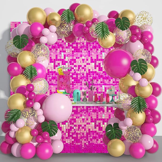 48 PCS Colorful Rose Shimmer Wall Backdrop, Square Sequin Photo Backdrops Panel, Glitter Wall Background for Birthdays, Weddings, Halloween, Engagements, Disco Bachelorette Party Decoration (6FTx8FT)