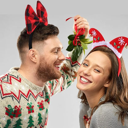 Aneco 12 Pieces Christmas Headbands Assorted Christmas Head Boppers Xmas Tree Santa Antler Reindeer Elves Hat Headband for Christmas Party