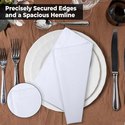 Urban Villa White Cloth Dinner Napkins Set of 12 20x20 inches 100% Cotton Highly Absorbent Washable Durable Reusable Ideal for Farmhouse Party Thanksgiving Fall Christmas Everyday Use Table Napkins