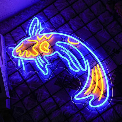Koi Fish Neon Sign Japanese Fish Led Neon Blue Yellow Fish Neon Signs for Wall Decor 17”x9.5”with USB/Switch Dimmable Neon Light Signs for Bar Office Fishroom Kitchen Aarea Koi Pond