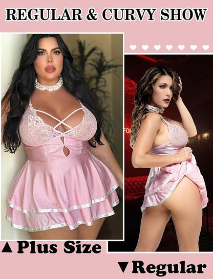 Avidlove Sexy Maid Lingerie for Women Halloween Outfit French Maid Costume Babydoll Lingerie Dress Cosplay Lingeries