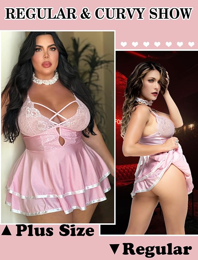 Avidlove Sexy Maid Lingerie for Women Halloween Outfit French Maid Costume Babydoll Lingerie Dress Cosplay Lingeries