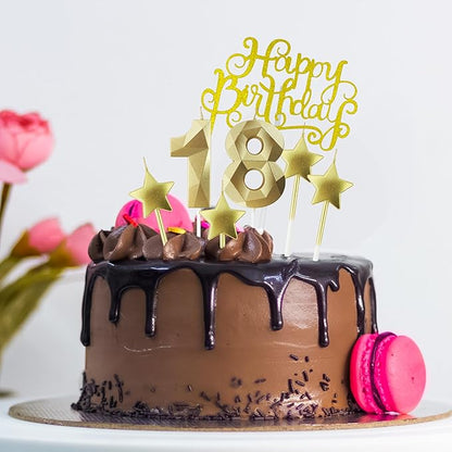 Golden Number 20 Birthday Candles and Star Birthday Candles 2.76 inch Birthday Cake Candles 3D Diamond Shaped Candles are Suitable for Birthday Parties and Anniversary Cake Decorations Candles