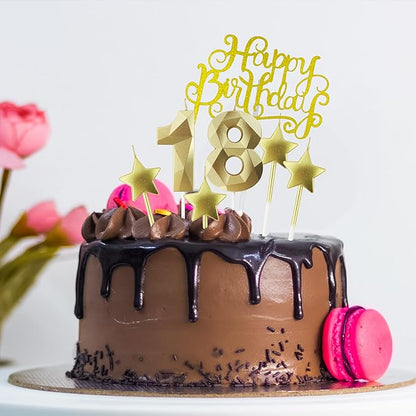 Golden Number 50 Birthday Candles and Star Birthday Candles 2.76 inch Birthday Cake Candles 3D Diamond Shaped Candles are Suitable for Birthday Parties and Anniversary Cake Decorations Candles