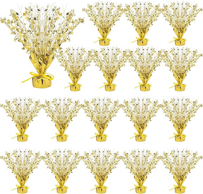 Crowye 18 Pcs Foil Spray Centerpiece Christmas Party Winter Star Table Decoration Burst Metallic Table Centerpieces for Birthday Party Season Holiday(Gold)