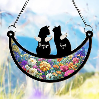 Personalized Pet Memorial Suncatcher – Custom Dog & Cat Suncatcher with Name & Breed, Pet Loss Sympathy Gift, Memorial Keepsake for Dog & Cat Lovers (Up to 3 Pets)