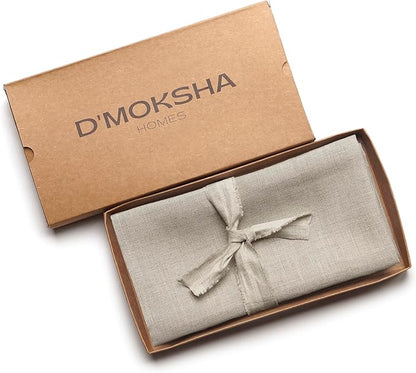 D'Moksha Homes Natural Linen Napkins 18 x 18 Inch - 100% Pure Linen Cloth Washable Dinner Napkins Set of 4 for Winter, Christmas, Holiday