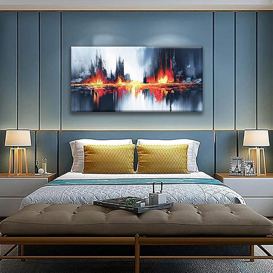 Black Abstract Wall Art Bedroom Wall Art For Living Room Canvas Wall Art Decor Red Gold Abstract Wall Decor Painting Prints For Kitchen Office Home Decoration 24" X 48" Ready To Hang