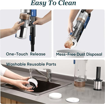 LEVOIT Cordless Vacuum Cleaner with HEPA Filter, Stick Vac with Tangle-Resistant Design, Up to 60 Mins, Powerful Suction, Lightweight, Mini Motorized Brush, for Carpet, Hard Floor, Pet Hair, LVAC-300