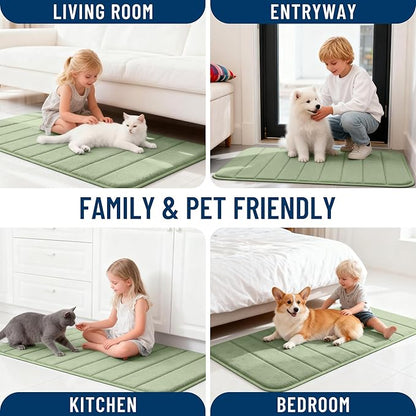 OLANLY Memory Foam Bath Mat 59x35, Super Soft Absorbent Bathroom Rugs, Quick Dry, Machine Washable Shower Floor Rugs, Bathmat Carpet, Bathroom Home Decor Accessories, Sage Green