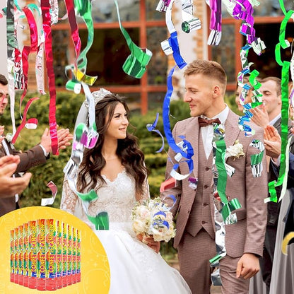 Confetti Poppers 12Pack Streamer Confetti Cannon 12inch Multicolor Confetti Party Poppers Foil Confetti Streamer Poppers Blaster for Wedding Birthday Graduation Party Christmas New Year Celebration