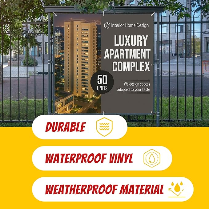 Custom Vinyl Banner with 150+ Sizes – Personalized Outdoor or Indoor Sign – Any Color & Design – Made in USA – Party, Business, Event Use