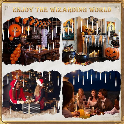 12 PCS Floating Candles with Wand LED Magic Hanging Candle Battery Operated Candle with 13 Batteries Include Flickering Warm Light Floating Candles for Christmas Halloween Decoration