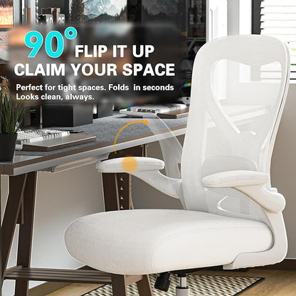 Office Desk Chair with Ergonomic Lumbar Support, Extra-Thick Seat Cushion, Flip-up Arms, Breathable Mesh Back, Computer Task Chair for Home Office