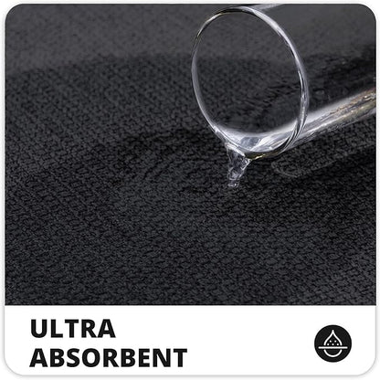 Bathroom Rugs Set 2 Pieces,Thin Bathroom Mats,Toilet Rugs,Quick Dry,Non-Slip,Machine Washable,Low Pile,Absorbent Bath Mats,Shower,Sink,Home Decor Accessories.Black,1'5"x2'3"+1'8"x2" U Shape
