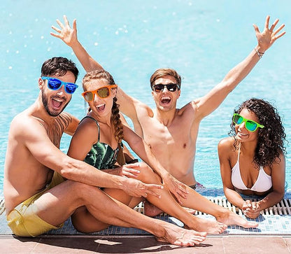 Eyegla 8/12/18 Pack Neon Sunglasses Bulk Colorful Multipack Party Sunglasses Retro Glasses Party Favor for Adult Men Women