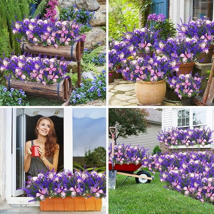 Kohlrabi Solar Garden Lights Outdoor, 6 Pack Solar Butterfly Lights Purple Lavender Gardening Gifts for Women, Artificial Flower with Butterfly Purple Garden Decor for Lawn Patio-Warm White