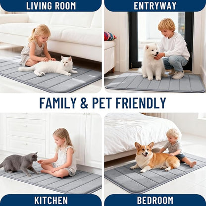 OLANLY Memory Foam Bath Mat 59x35, Super Soft Absorbent Bathroom Rugs, Quick Dry, Machine Washable Shower Floor Rugs, Bathmat Carpet, Bathroom Home Decor Accessories, Grey