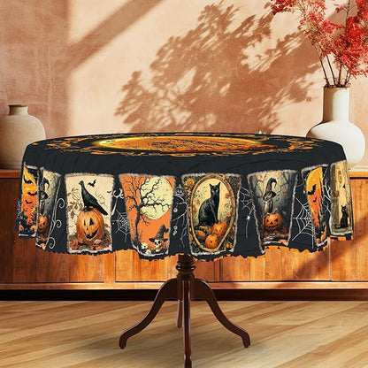 Eikione Round Tablecloth 60inch, Halloween Tablecloth Grimace Waterproof and Wrinkle-Free, Table Covers, Summer Decorations for Home Dining