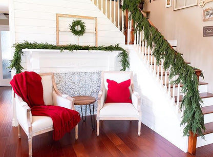 Hanging 6 ft Real Touch Norfolk Pine Garland Realistic 6ft, Christmas Garland for Mantle, Soft and Bendable Real Touch Garland Christmas Greenery, Evergreen Christmas Garlands for Fireplace, Stairs