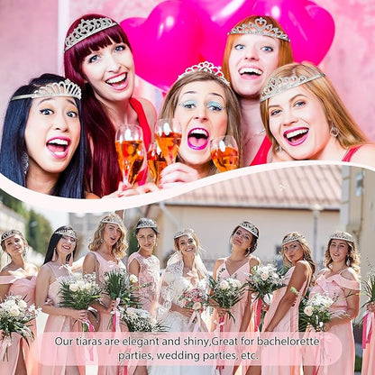 24 Pcs Crystal Tiara Headbands for Women Princess Headband Crown with Combs Tiaras and Crowns for Pageant Bridal Wedding Prom Party Gifts