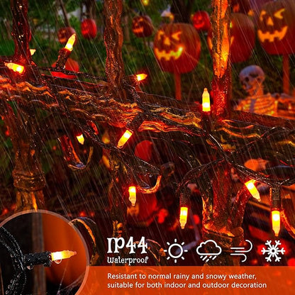 HEYFUNi Orange Halloween Lights,13ft 50-Count Incandescent Halloween Mini String Lights with Black Wire, Orange Christmas Lights Waterproof for Outdoor,Indoor,Patio,Home,Fall,Party Decor