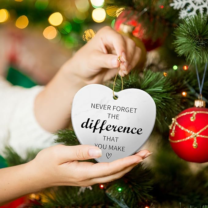 Never Forget The Difference That You Make,Thank You Gifts Ceramic Ornament 2025,Keepsake Sign Heart Farewell Going Away Goodbye Appreciation Retirement Gifts for Women Men Coworker Boss Friend