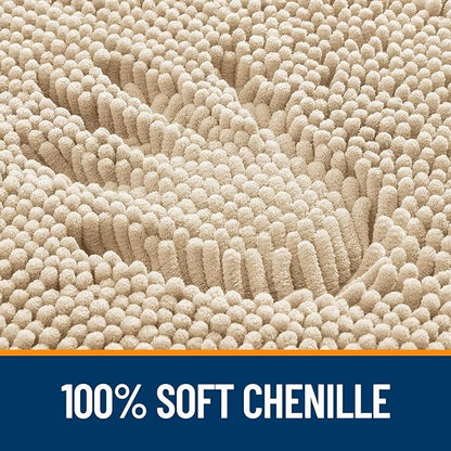 OLANLY Bathroom Rugs 47x24, Extra Soft Absorbent Chenille Bath Rugs, Rubber Backing Quick Dry, Machine Washable Bath Mats for Bathroom Floor, Tub and Shower, Home Decor Accessories, Beige