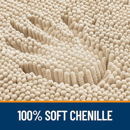 OLANLY Bathroom Rugs 32x20, Extra Soft Absorbent Chenille Bath Rugs, Rubber Backing Quick Dry, Machine Washable Bath Mats for Bathroom Floor, Tub and Shower, Home Decor Accessories, Beige