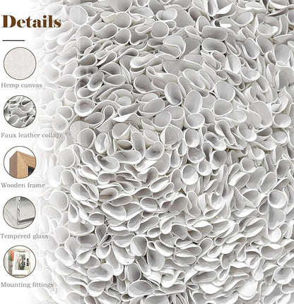 BrightA Minimalist 3D Wall Art Large Wall Art Artwork for Walls White Textured Wall Sculpture with Embossed Patterns Modern Abstract Artwork for Living Room Office Decor 31.5"x31.5"