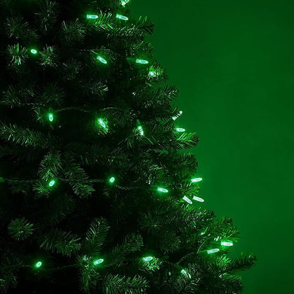 Wintergreen Lighting M5 LED Green Christmas Tree Lights, 70 Count 24 ft Green Wire Indoor/Outdoor Commercial Grade Mini String, Holiday and Seasonal Decor