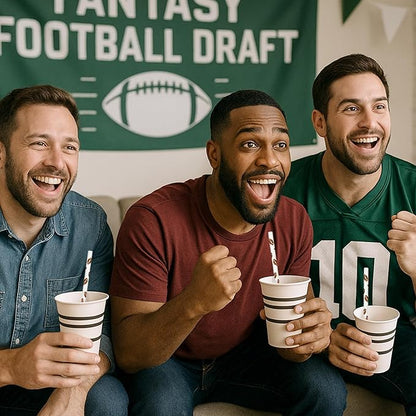 Football Straws - Pack of 100 Paper Disposable Straws, 7.75 Inches Long Fantasy Football Party Decorations - Party On Tap