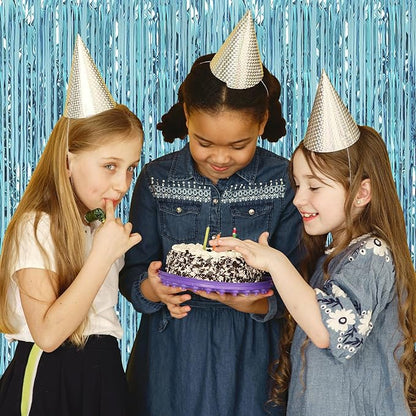 10 Pack Blue Backdrop Curtain 3.2ft x 8.2ft Metallic Tinsel Foil Fringe Curtains Photo Booth Background for Birthday Party Decoration Baby Shower Engagement Wedding Christmas Decoration (Blue)