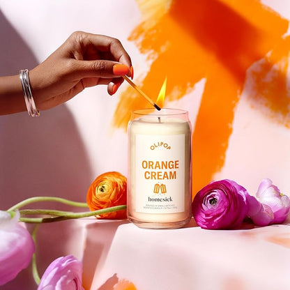 Homesick – Olipop Orange Cream Scented Candle – Premium 13.75 oz Soy Wax Candle in Glass Jar with Cotton Wick, 60–80 Hour Burn, Nostalgic Citrus Vanilla Scent, Wedding & Engagement Gifts for Couples