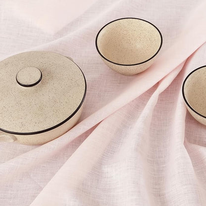 Solino Home Linen Pink Table Runner 108 Inches Long - 100% Pure Linen 14 x 108 Inch Table Runner - Classic Hemstitch